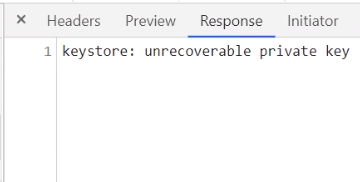 Unrecoverable private key error